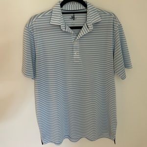 Johnnie O | White and Blue Striped | Men’s Polo | Size M